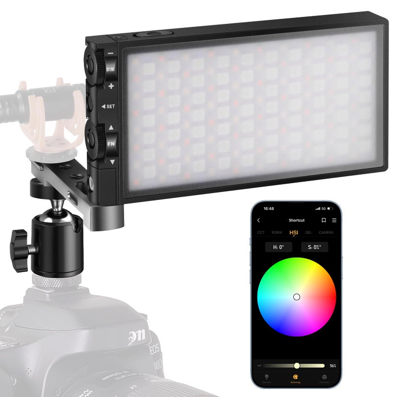 Pixel G1s RGB Video Light with APP Control, 12W 6400mAh 210 Minutes Rechargeable Battery LED Camera Light, 10 Common Lighting Effects, CRIâ‰¥97 2500-8500K LED Video Light with Aluminum Alloy Body - Image 1